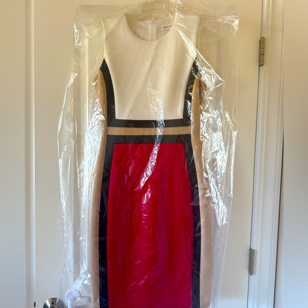 Calvin Klein Red and Black Colorbloc Dress - 4
